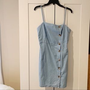 denim front button dress
